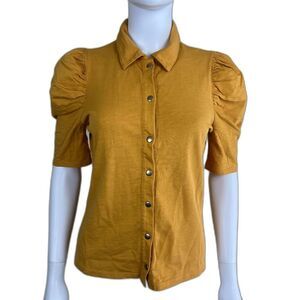Nation LTD Women's Size S Yellow Ennis Workshirt Top NEW Retro Modern Cotton 70s